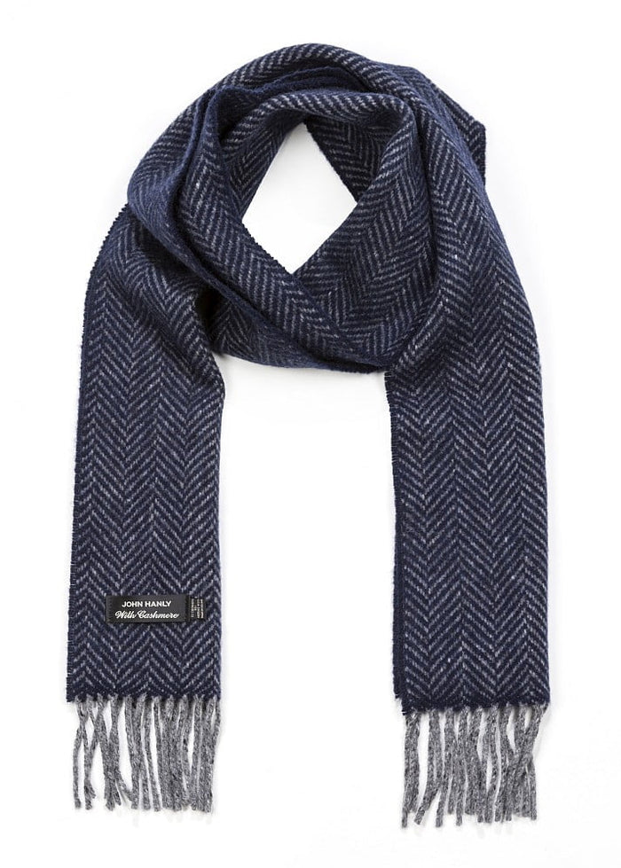 Cashmere Merino Scarf | Grey Navy
