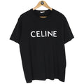 Celine Black and White Logo Print Short Sleeve Cotton T-Shirt