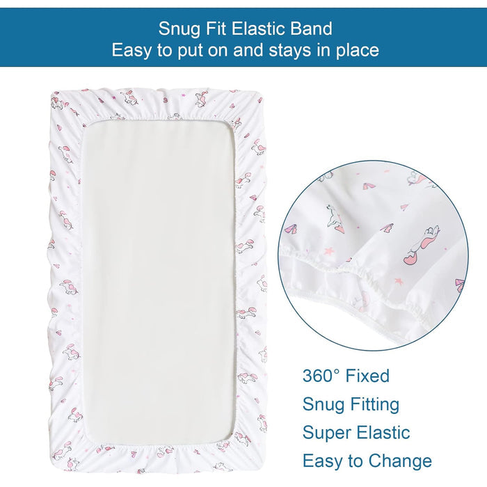 Changing Pad Cover - 2 Pack, Ultra-Soft Microfiber, Comfy & Breathable, Pink & White Horse