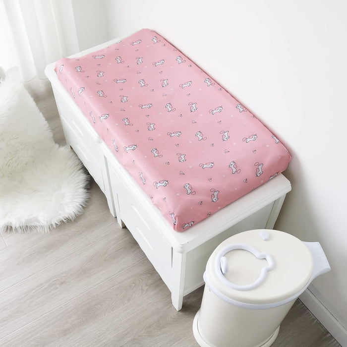 Changing Pad Cover - 2 Pack, Ultra-Soft Microfiber, Comfy & Breathable, Pink & White Horse