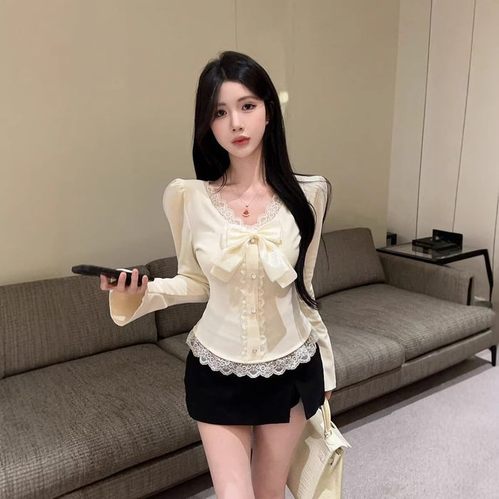 Chantilly Lace Bow Top - Fashionnsio