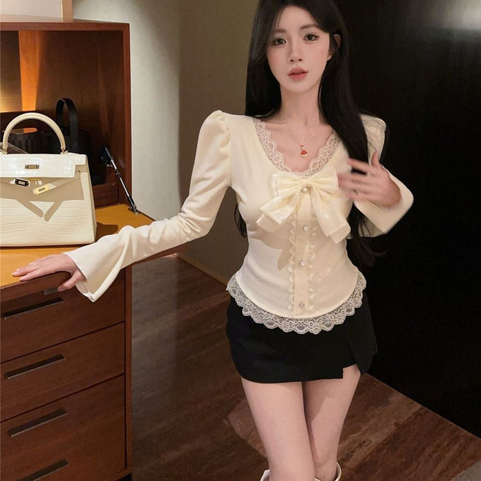 Chantilly Lace Bow Top - Fashionnsio