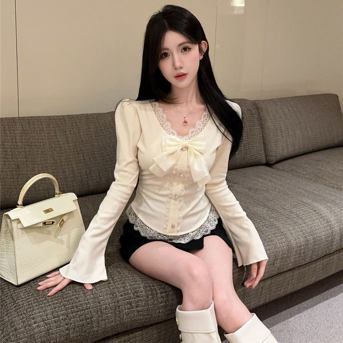 Chantilly Lace Bow Top - Fashionnsio