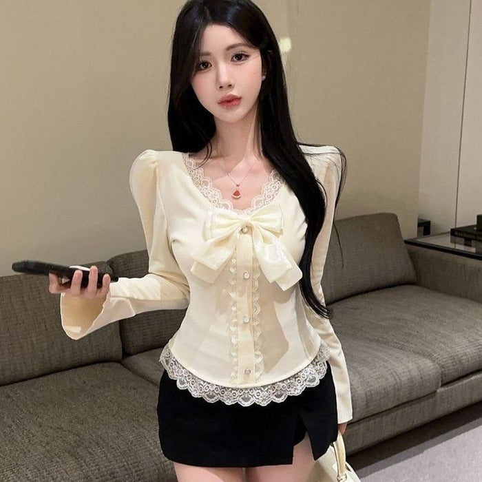 Chantilly Lace Bow Top - Fashionnsio