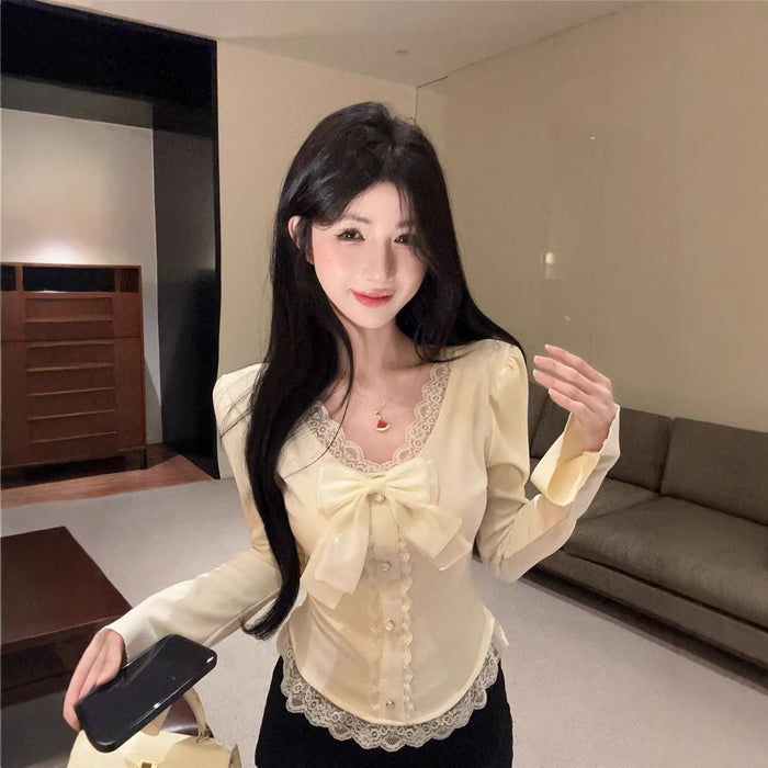 Chantilly Lace Bow Top - Fashionnsio