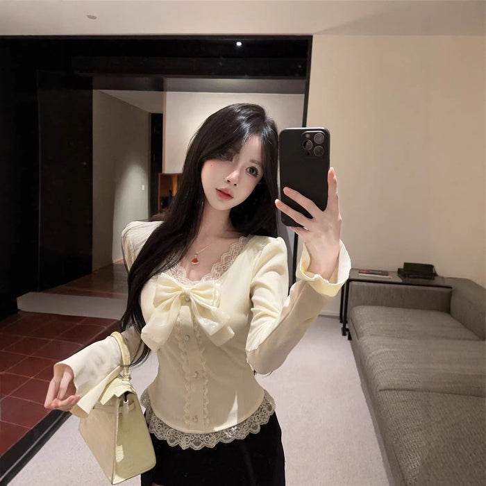 Chantilly Lace Bow Top - Fashionnsio