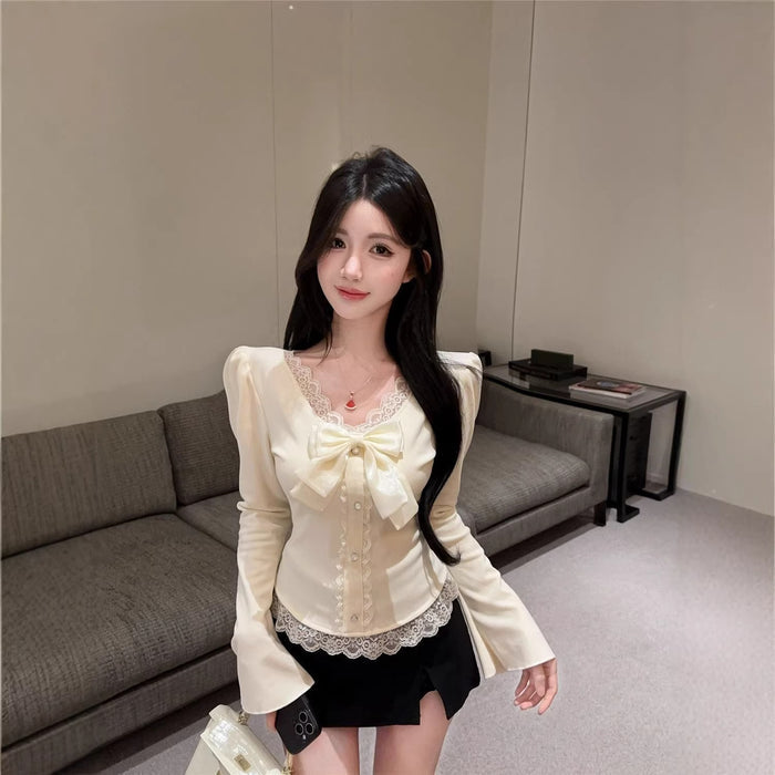 Chantilly Lace Bow Top - Fashionnsio