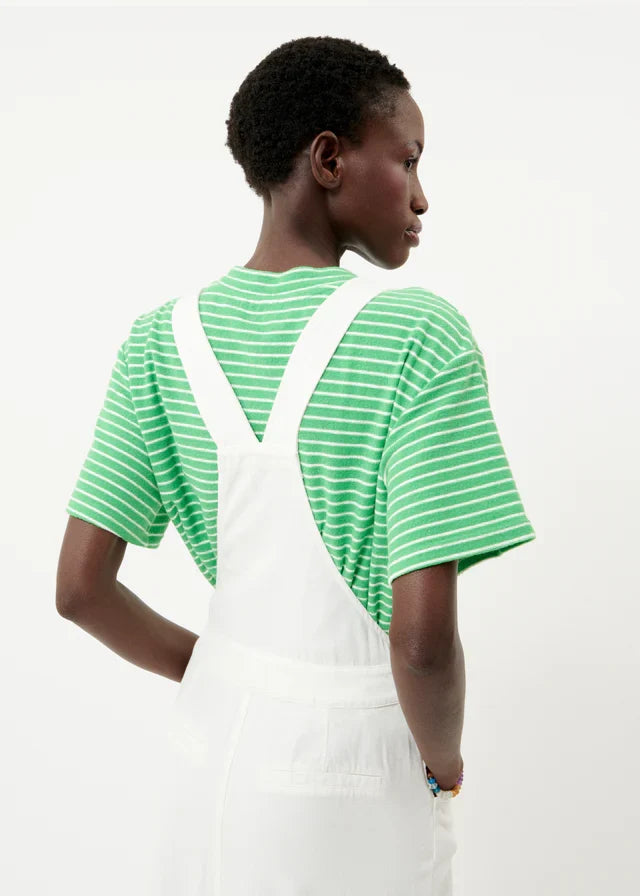 Charlize Dungaree Midi Dress (White)