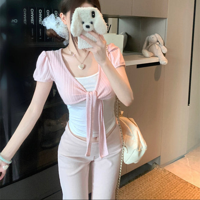 Charmed Tie-Front Crop Top - Fashionnsio