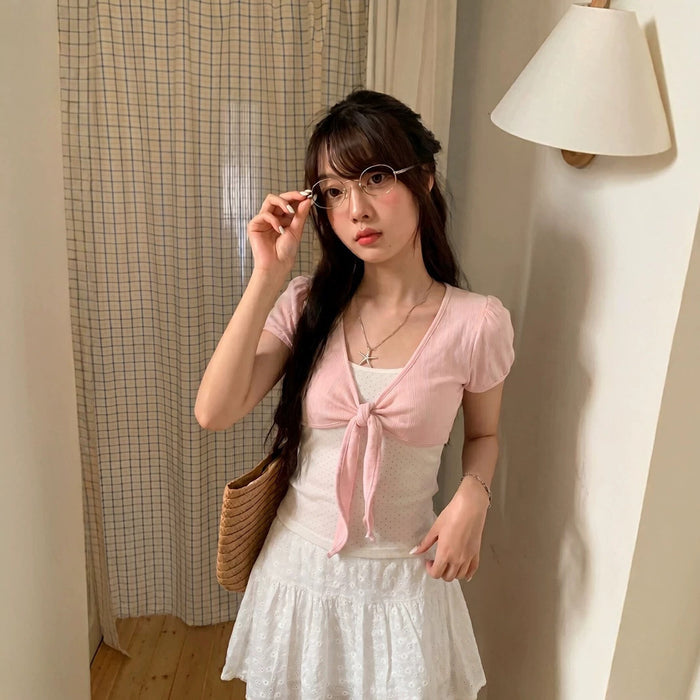 Charmed Tie-Front Crop Top - Fashionnsio