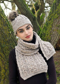 Aran Chunky Cable Knit Scarf - Oatmeal | 100% Merino Wool