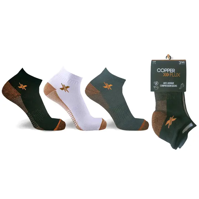 Copper-Infused Ankle Socks - Small/Medium (3-Pairs)