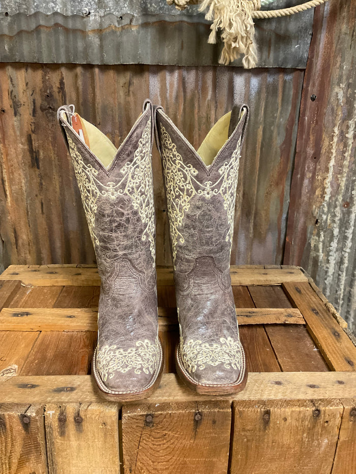 Corral Crater Bone Embroidery Western Boot