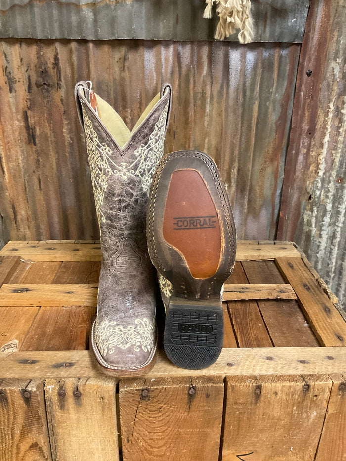 Corral Crater Bone Embroidery Western Boot