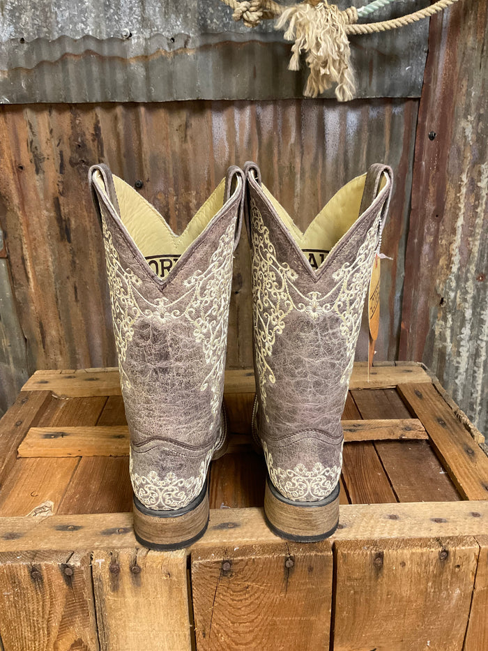 Corral Crater Bone Embroidery Western Boot