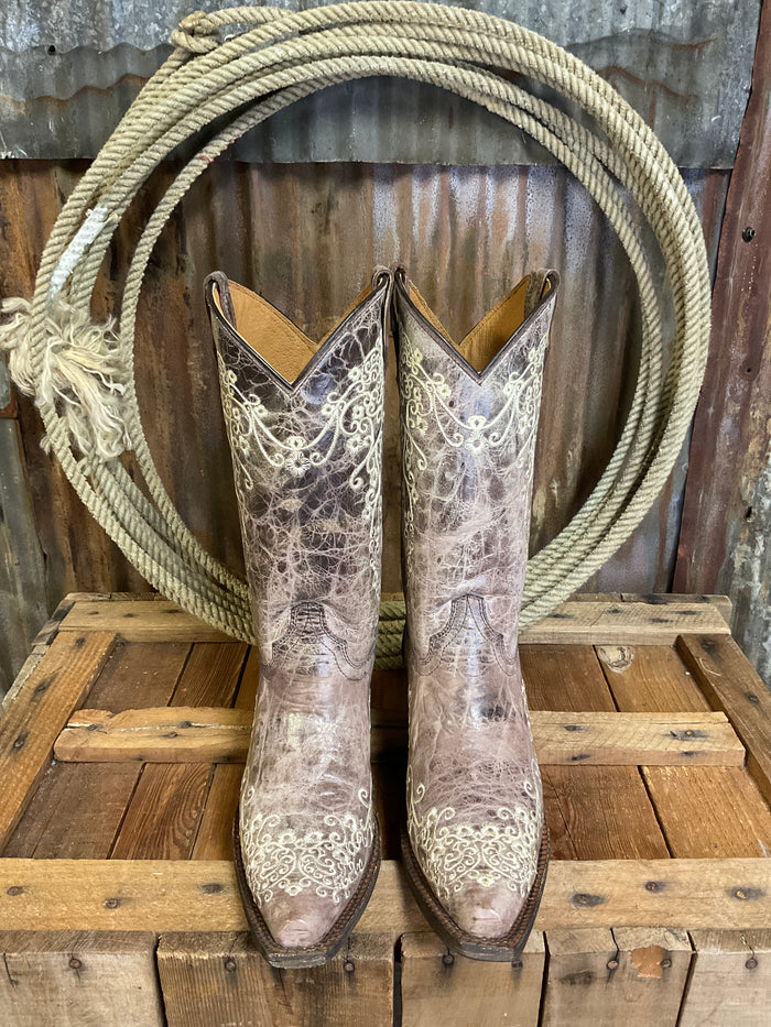Corral Teen Brown/ Bone Embroidery Western Boot