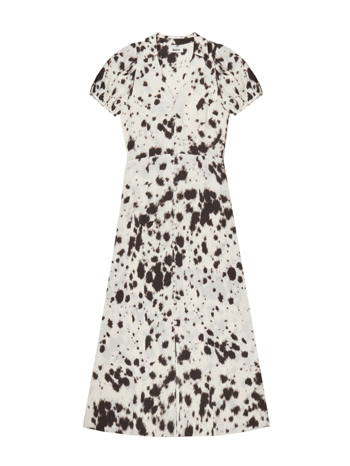 Cow-Print Button-Front Shirt Dress