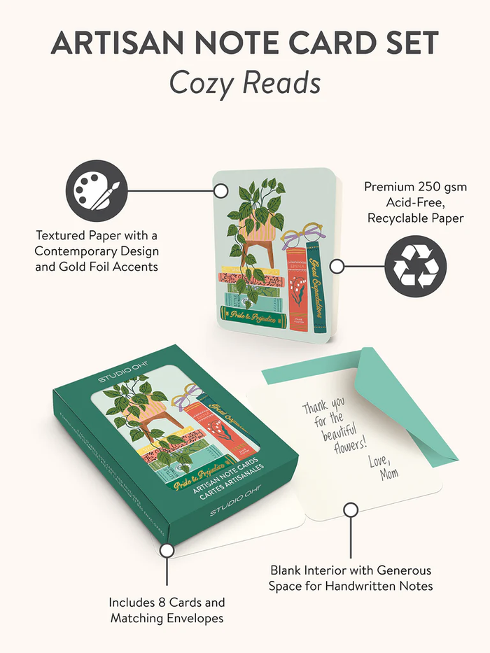 Cozy Reads Artisan Note Card Set