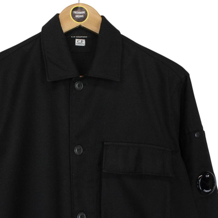 CP Company Black Button Up Military Lens Overshirt