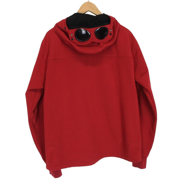 CP Company Red Full Zip Hooded Soft Shell Goggle Jacket