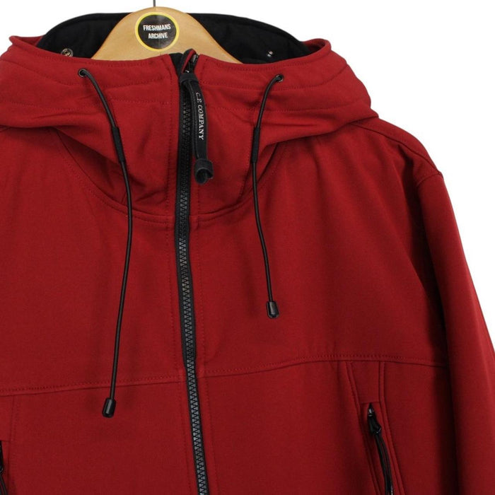 CP Company Red Full Zip Hooded Soft Shell Goggle Jacket
