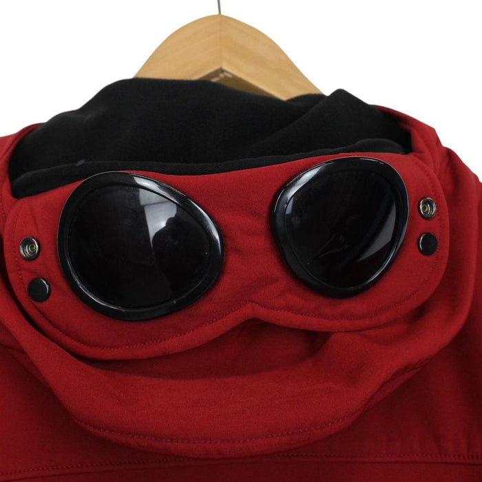 CP Company Red Full Zip Hooded Soft Shell Goggle Jacket