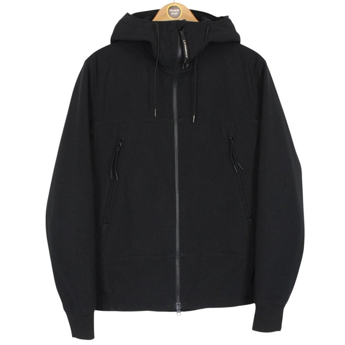 CP Company Black Full Zip Hooded Soft Shell Goggle Jacket