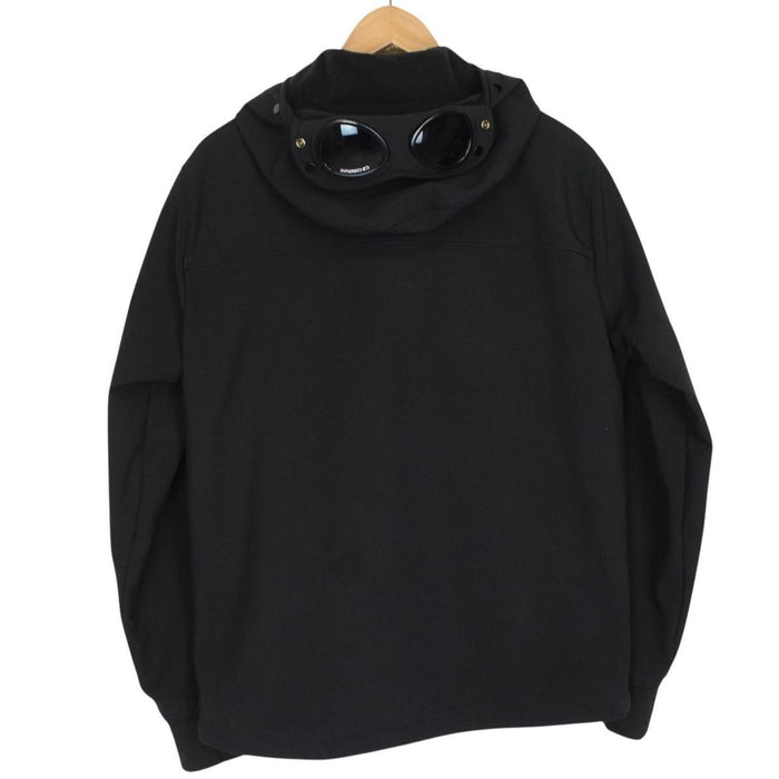 CP Company Black Full Zip Hooded Soft Shell Goggle Jacket