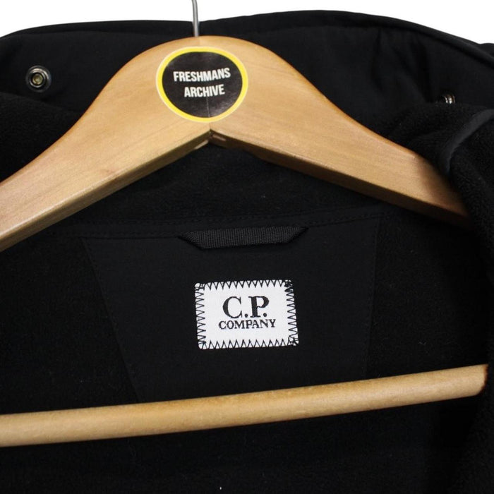 CP Company Black Full Zip Hooded Soft Shell Goggle Jacket