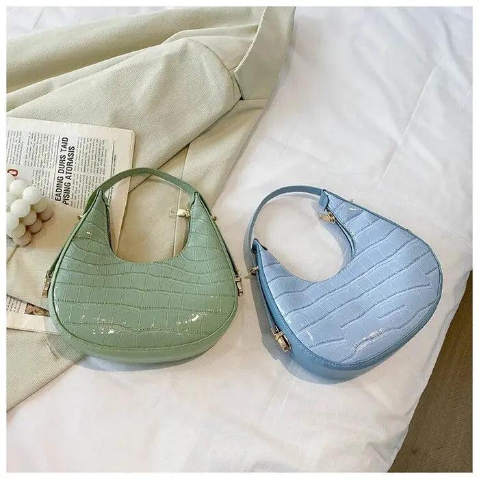 Crescent Glossy Texture Shoulder Bags fashionnsio