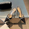 Crystal Embellished Pointed Heels fashionnsio