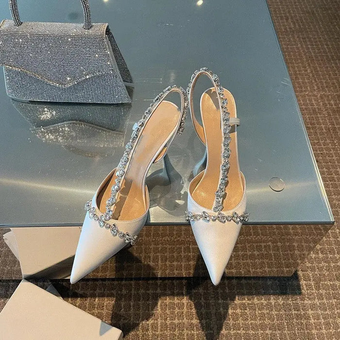 Crystal Embellished Pointed Heels fashionnsio