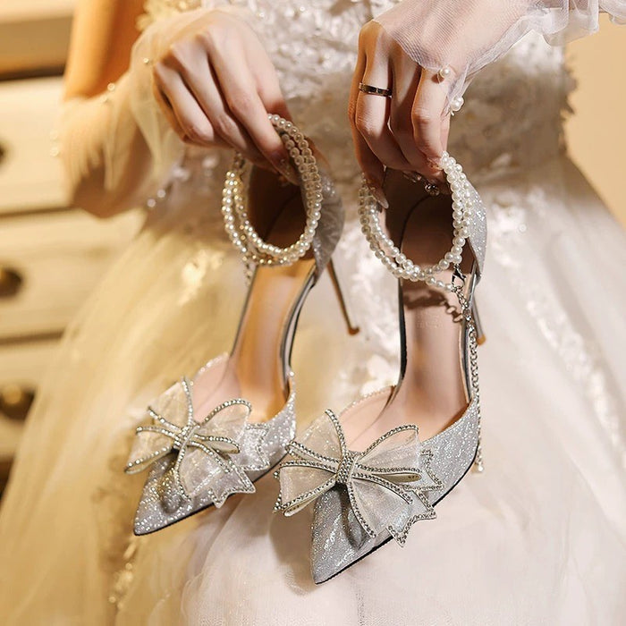 Crystal Flower Wedding Heels - Fashionnsio