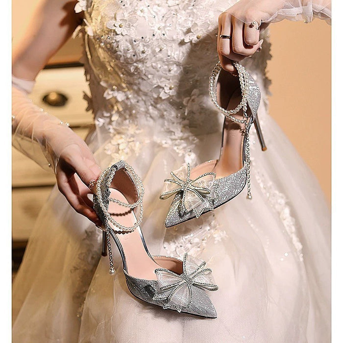 Crystal Flower Wedding Heels - Fashionnsio