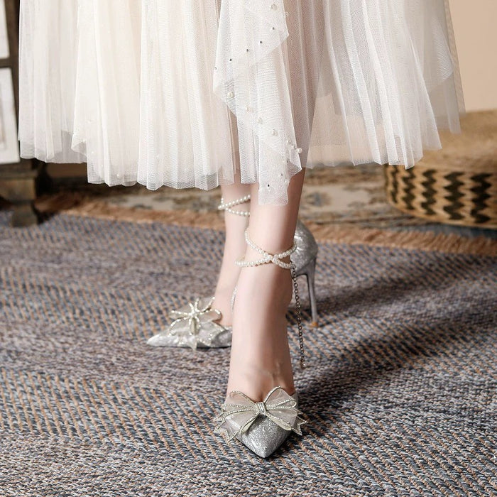 Crystal Flower Wedding Heels - Fashionnsio