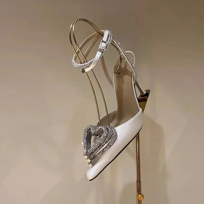 Heart-shaped Rhinestone Heels fashionnsio