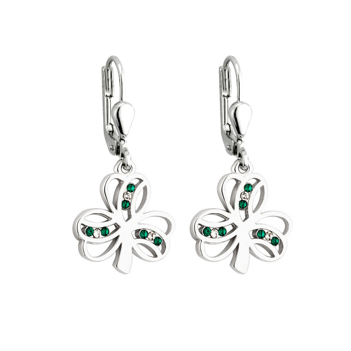 Crystal Shamrock Drop Earrings