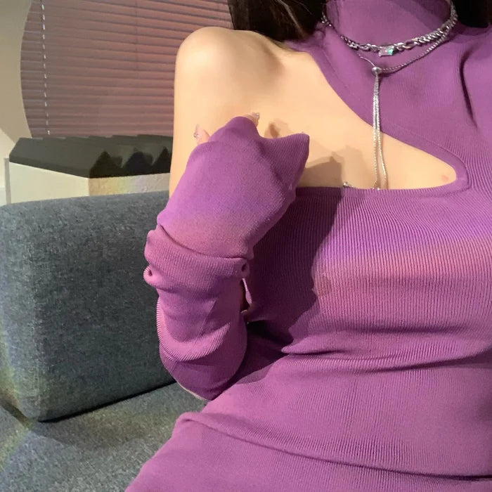 Cut-Out Mini Dress with Sleeves fashionnsio