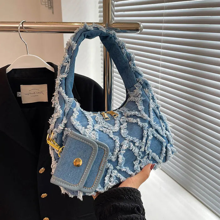 Denim Rugged Shoulder Bags fashionnsio