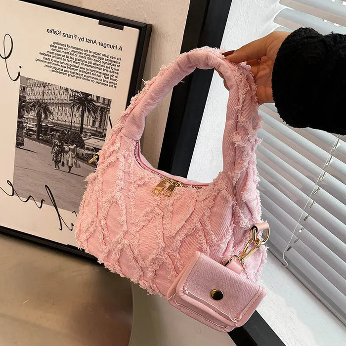 Denim Rugged Shoulder Bags fashionnsio