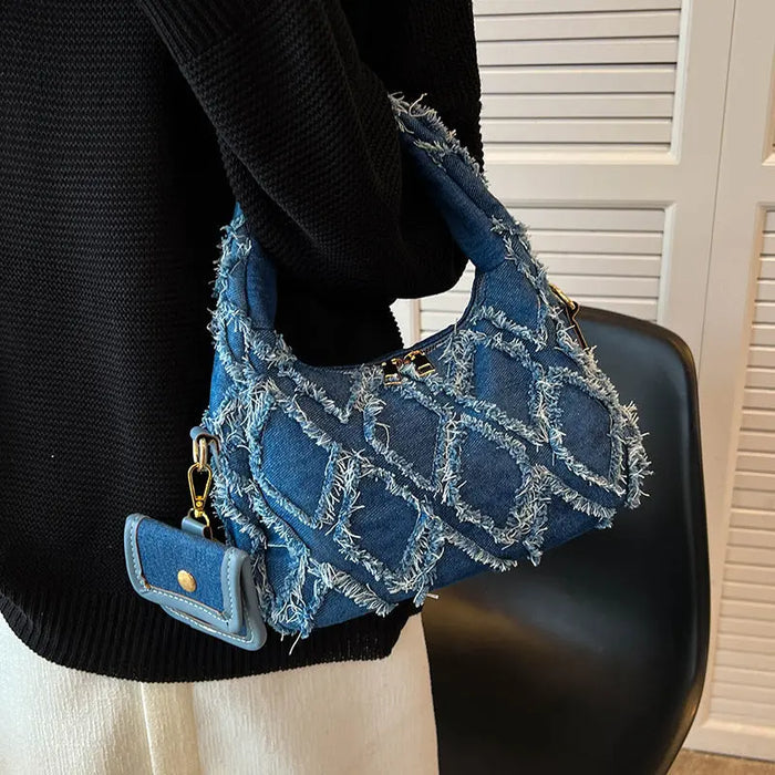 Denim Rugged Shoulder Bags fashionnsio