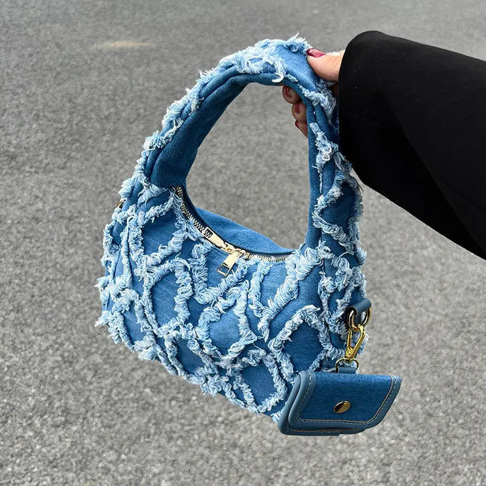 Denim Rugged Shoulder Bags fashionnsio