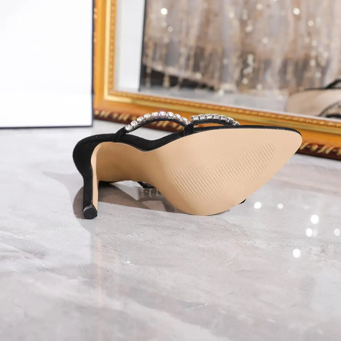 Crystal Ankle Strap Heel fashionnsio