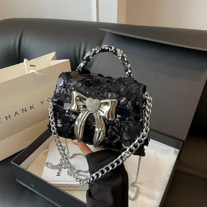 Bow Diamond Shiny Sequin Handbags fashionnsio