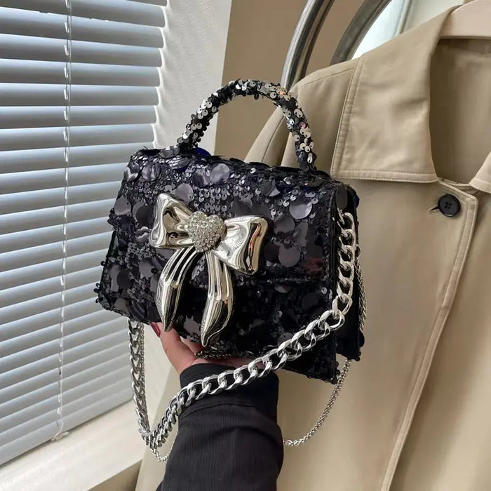 Bow Diamond Shiny Sequin Handbags fashionnsio