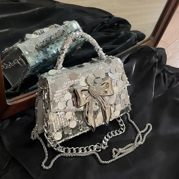 Bow Diamond Shiny Sequin Handbags fashionnsio