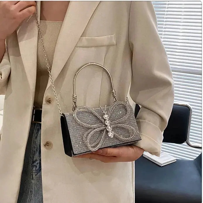 Butterfly Shiny Diamond Handbags fashionnsio