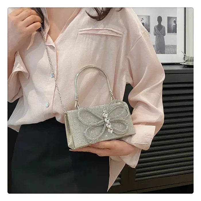Butterfly Shiny Diamond Handbags fashionnsio