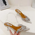 Transparent Rhinestone Butterfly Pointed  Heel fashionnsio