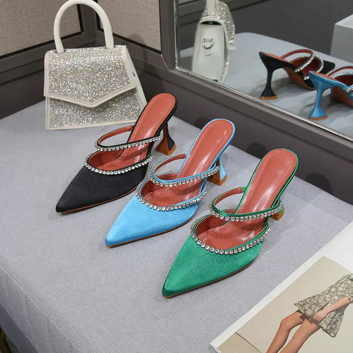 Luxury Rhinestone Satin High Heels fashionnsio